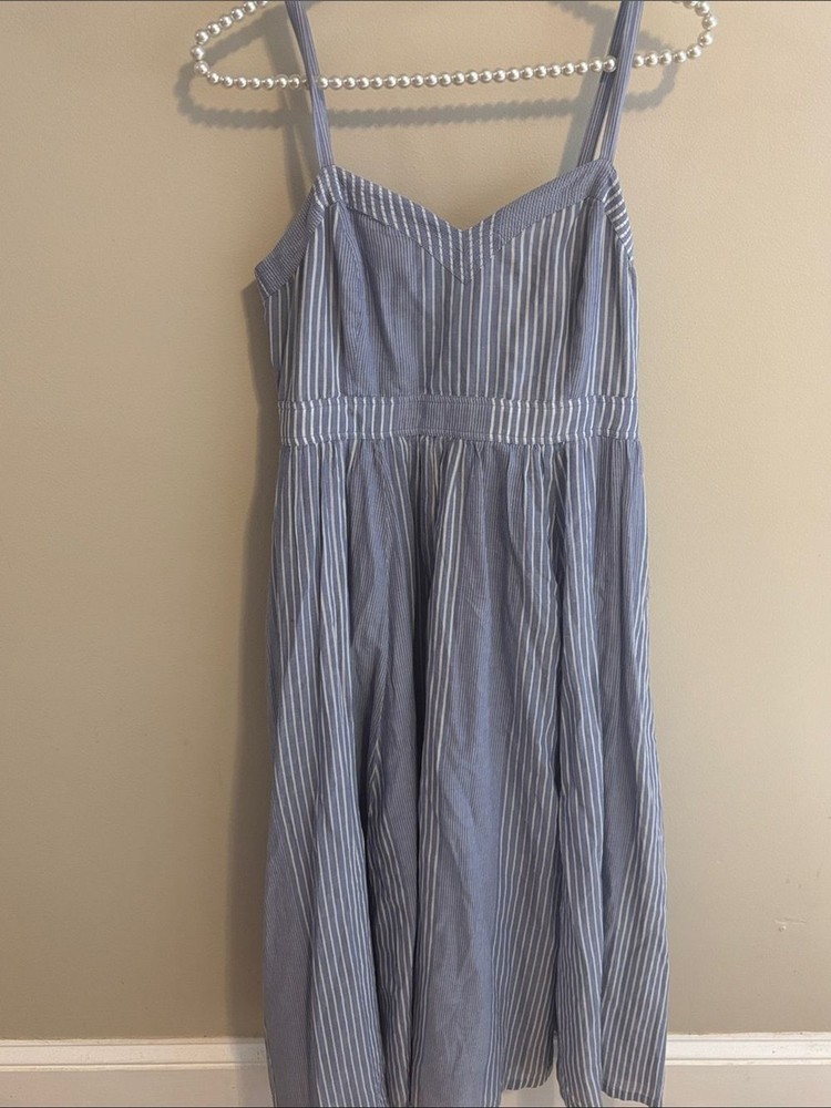Lucky Brand Blue and White Striped Sundress midi size xs