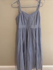 Lucky Brand Blue and White Striped Sundress midi size xs