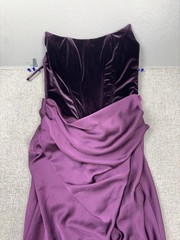Betsy And Adam Womens Velvet Strapless Drape Floor Dress Size 10 Plum-DEFECT