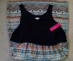 NWT xhilaration Women&rsquo;s Sz. M Black & Aztec Print Sleeveless Lined Popover Dress