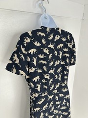 J. Crew Navy Blue Leopard Cat Print Wrap Dress Size 4 Animal Career Office