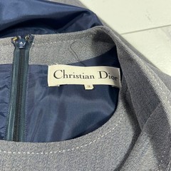 USED DIOR ANCHOR BUTTON PEPLUM SUIT-STYLE DRESS WITH LOGO BUCKLE GOOD