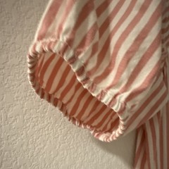 LOFT Women&rsquo;s M Pink White Striped Puff Sleeve Short Sleeve blouse: