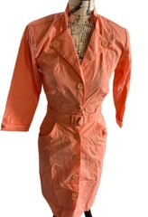 Stefano select forces vintage peach womens button Shoulder Pads dress 5/6