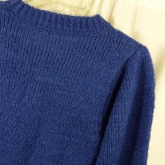 One One Six Women’s Blue Knit Sweater Dress Balloon Sleeve Cuffs Size M