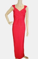 SEXY DESIGNER SZ M RED LONG GOWN FORMAL BANDAGE BODYCON SUPER STRETCH DRESS NWT