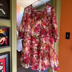 NY&C Red & pink Floral 100% Cotton Dress Size S Brand New