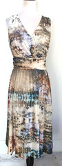 OJAY Womens Cream/Beige/Blue/Black Animal Stretch Knit Dress Size 8