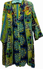 Indian Emporium Dress S/M Cotton Beaded Embroidered Button Down Boho India Hippy