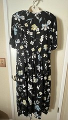 Vintage MORE JAZZ Mom Maxi Midi Sheath Dress SZ 14 Shoulder Pads Short Sleeve