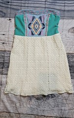 FLYING TOMATO Junior Large Strapless Mini Dress~Smocked Elastic Top~Boho Lace