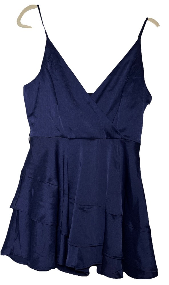 Altar&rsquo;d State Romper Navy Mini Crossover Front Tiered Bottom NWT Size Small