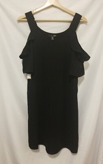 AQUA Cold Shoulder Shift Dress Women XS Black Pullover Knee Length