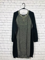 Lane Bryant Women Sweater Dress Metallic Shimmer Raglan Sleeve Black Gold 14/16