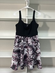Hot Topic SM Crows Print V-Neck Fit & Flare Dress Black Purple White Goth Glam