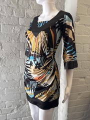 Roberto Cavalli Multicolour Patterned Ruched Mini Dress