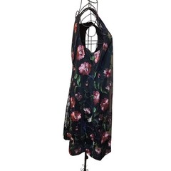 Signature by Robbie Bee NWT Black Floral Embroidered Mesh Shift Dress -Large