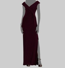 Ralph Lauren Women Purple Jersey Off-the-Shoulder Lined Side-Slit Gown Dress 18
