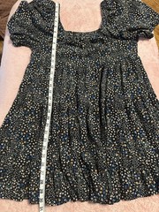 Wild Fable Black Floral Puff Sleeve Babydoll Mini Dress Women M Cottagecore
