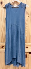 Garnet Hill Solid Blue High Low Sheer Silk Dress 12