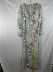 NWT Mac Duggal [ 16 ] 67539 Embellished V Neck Illusion Long Sleeve Gown S791