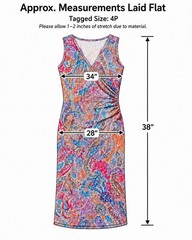 Lauren Ralph Lauren Petites 4P Multicolor Paisley Sheath V-Neck Ruched Dress