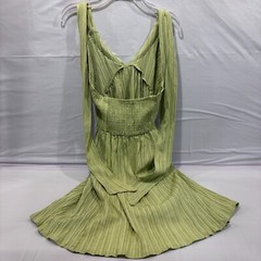 Shein Aveloria Solid Tie Backless Halter Dress Lime Green Size Small