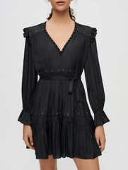 Maje Women&rsquo;s Dress Mini Satin Studded Black FR 36 / US 4 S MFPRO02660