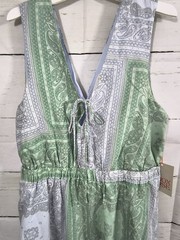Universal Thread Tie-Front Maxi Dress Green Blue Paisley Sz M Vacation Resort