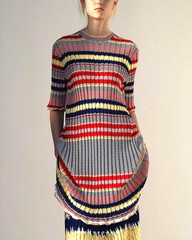CELINE PHOEBE PHILO 2015 STRIPE KNIT STRETCH DRESS MULTI COLOUR RIBBED VISCOSE
