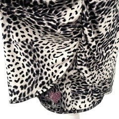 Bebe White Black Gray Animal Print Dress Sz L NWT