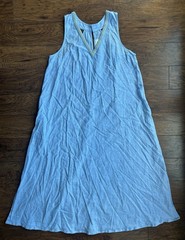 Calypso St. Barth Beaded Linen Tank Maxi Dress Light Blue Size XL with Pockets