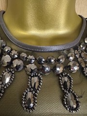 WAREHOUSE SPOTLIGHT Party Dress UK 8 Silver Pewter Beaded Fit Flare Jewelled