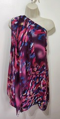 Next purple digital print chiffon drape one shoulder cocktail dress 8 10 new
