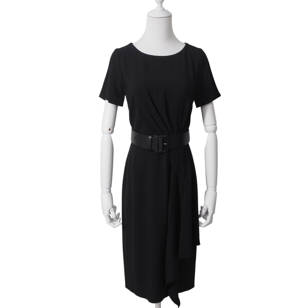 Christian Dior by John Galliano Asymmetry Belted Dress Black Women IT38 6-DF049