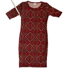 LuLaRoe Julia Knit Knee-Length Half Sleeve Casual Stretch Everyday Dress Red S