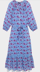 Vineyard Vines Floral Serenity Blue Pink Maxi Dress Tie Waist Cover-Up M NWT
