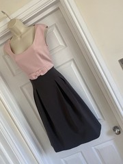 EXQUISITE PHASE EIGHT SIZE 10 USA 6 SOFT BLUSH & BLACK FIT &FLARE PARTY DRESS