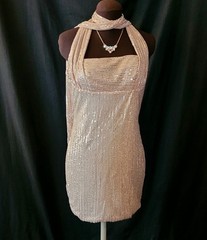 NWT Sz 8 Champagne Halter Mini Dress