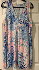 Lilly Pulitzer; SIZE LARGE; Amina Swing; Dress Blue/Pink Sleeveless Shift Dress