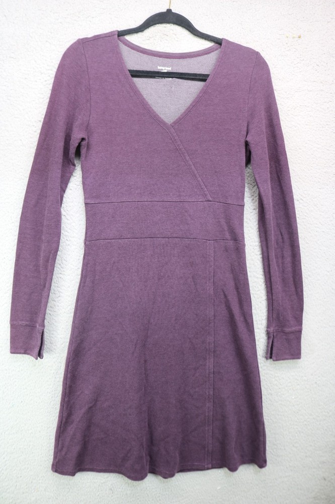 Horny Toad Long Sleeve Purple Midi Dress-Small-Very Soft-Ballet Wrap-Minimalist