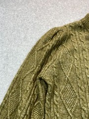 Ophelia Roe Sweater Dress Womens Large Olive Green Cable Knit Long Sleeve Mock N