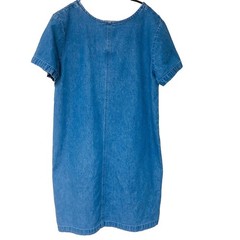 Y2K Denim Everyday Dress Womens S/M Hand Painted Embroider Pocket Minimalist