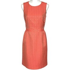 Boden Coral Broderie Lace Sheath Dress Size 4R US 8R UK Cotton Eyelet