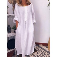 MAXI DRESS CASUAL SLEEVE KAFTAN DRESS LADIES LONG LOOSE BAGGY WOMEN SHIRT