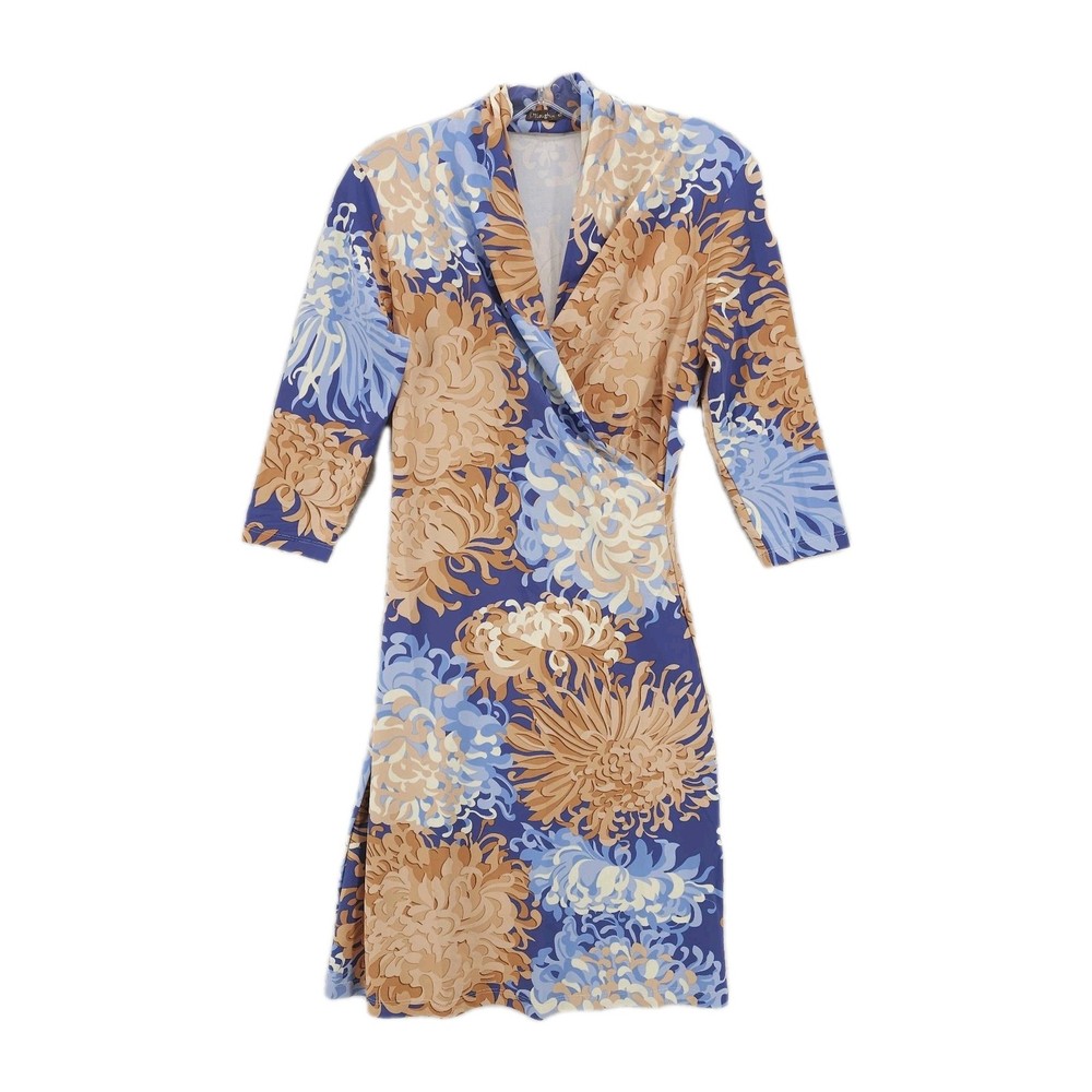 J. MCLAUGHLIN Catalina Cloth Panama Faux Wrap Dress Floral Ruched Stretch XS