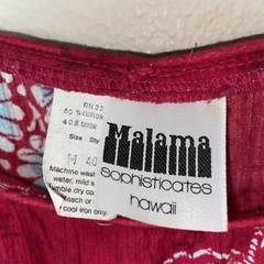 MALAMA Hawaiian Dress Womens Size Medium Red Asian Bird Flower Pattern Ruffles