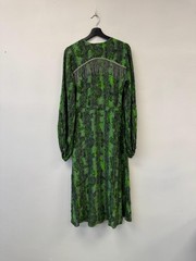 ROTATE Birger Christensen Ira Snake Print Wrap Dress Womens Small Green Maxi