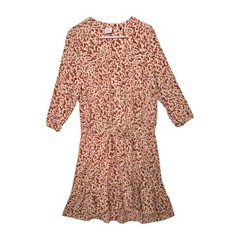 CAbi #5406 Sienna Dress Rust Animal Print Drawstring Waist Ruffled Hemline LARGE