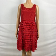 The Limited Event Size 8 Red Tiered Ruffle A-Line Sheath Party Holiday Dress